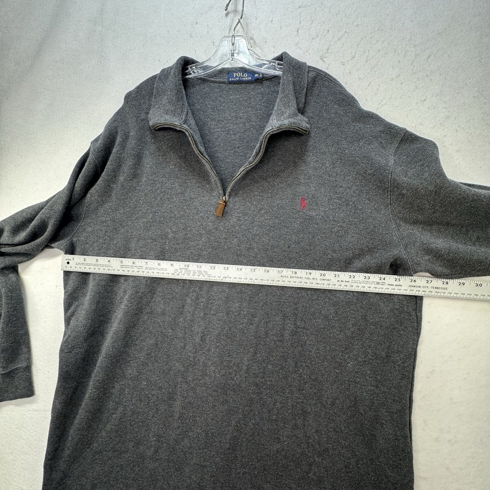 Polo Ralph Lauren Sweater Mens 2XLT Gray Pullover 1/4 Zip Cotton Mock Neck‎ Prep - Picture 6 of 10